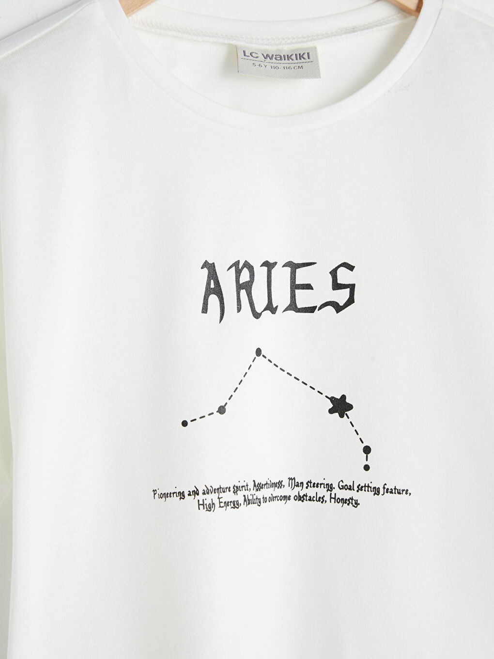 Crew Neck Aries Zodiac Printed Short Sleeve Girls T-Shirt-1