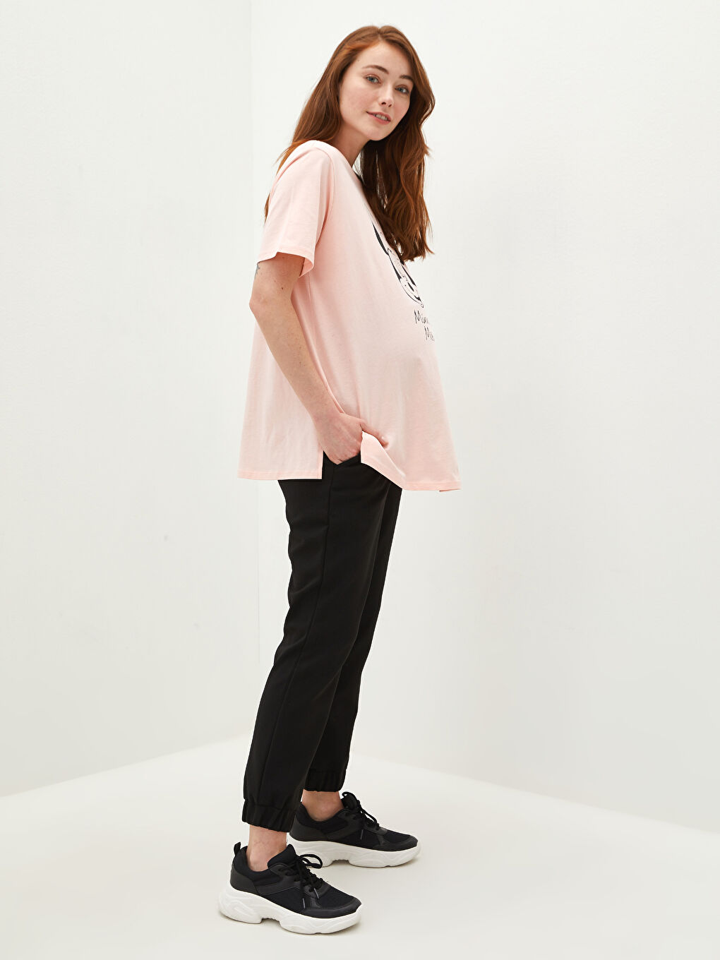 LCW Elastic Waist Belly Paneled Pregnant Jogger Trousers -S1EV66Z8-CVL