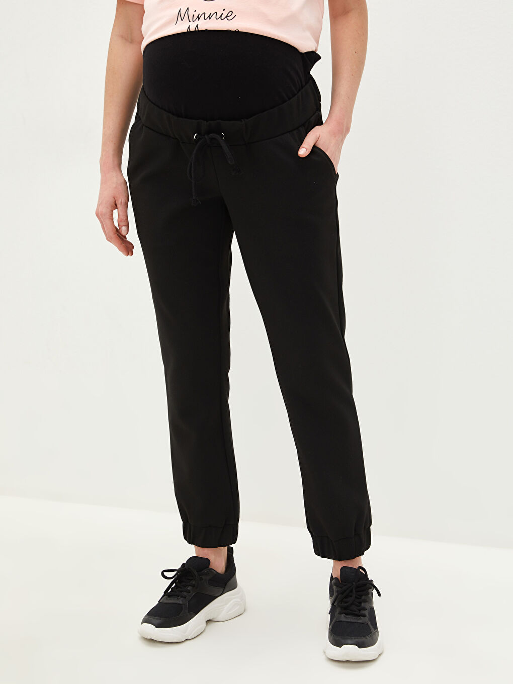 LCW Elastic Waist Belly Paneled Pregnant Jogger Trousers -S1EV66Z8-CVL