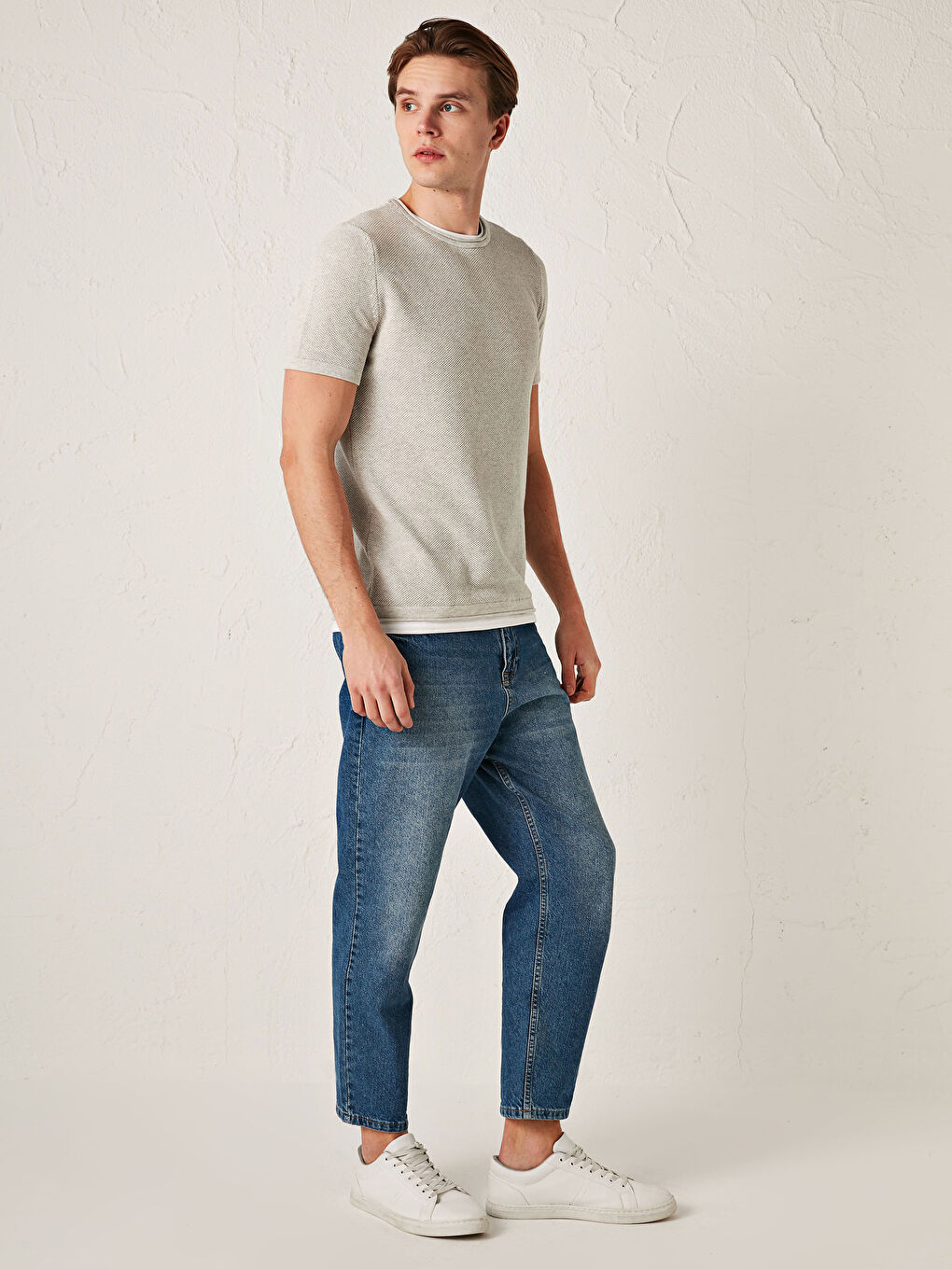 XSIDE Crew Neck Short Sleeve Basic Knitwear Sweater -S1EV90Z8-LAL