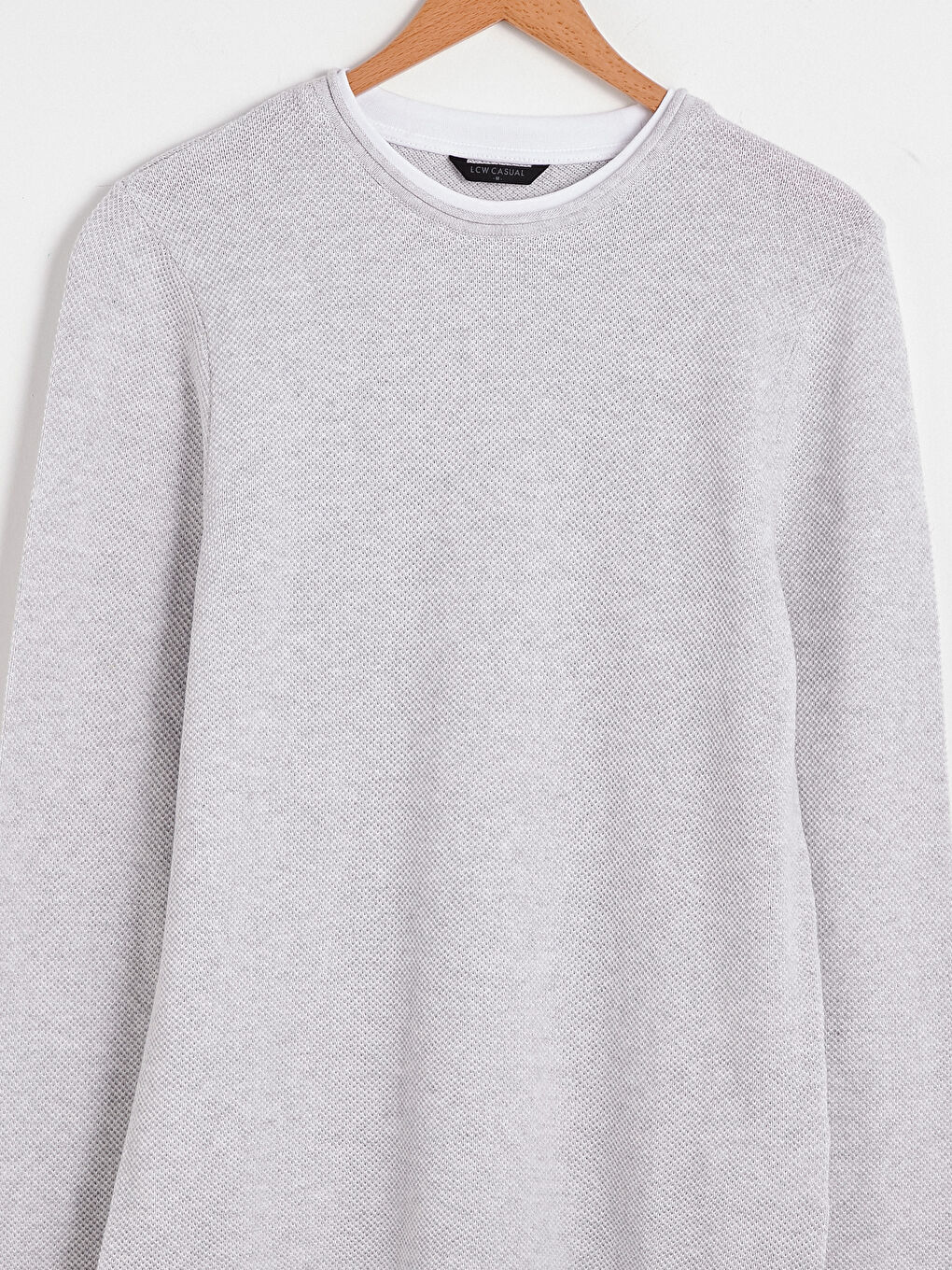 Beyaz Bisiklet Yaka Uzun Kollu İnce Erkek Triko Kazak-7