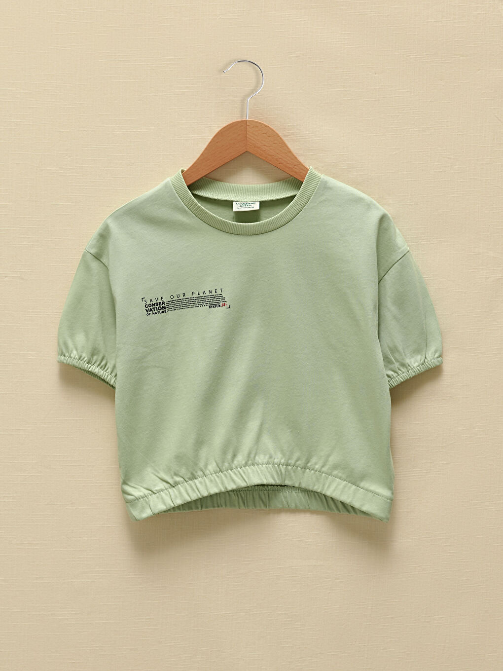 LCW Kids Crew Neck Printed Short Sleeve Girl's Sweatshirt -S1EY36Z4-G2G