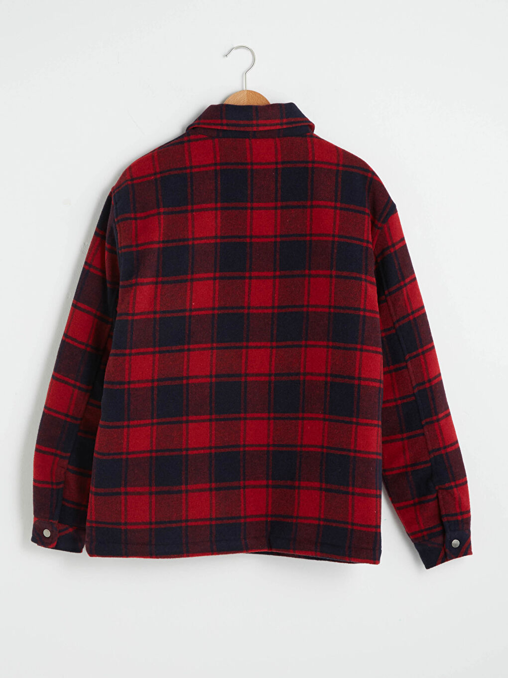 Kırmızı Standart Kalıp Gömlek Yaka Ekose Erkek Mont-8