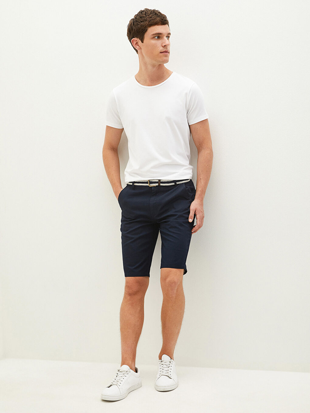 Шорты Мужские Приталенного Кроя С Ремнем-4