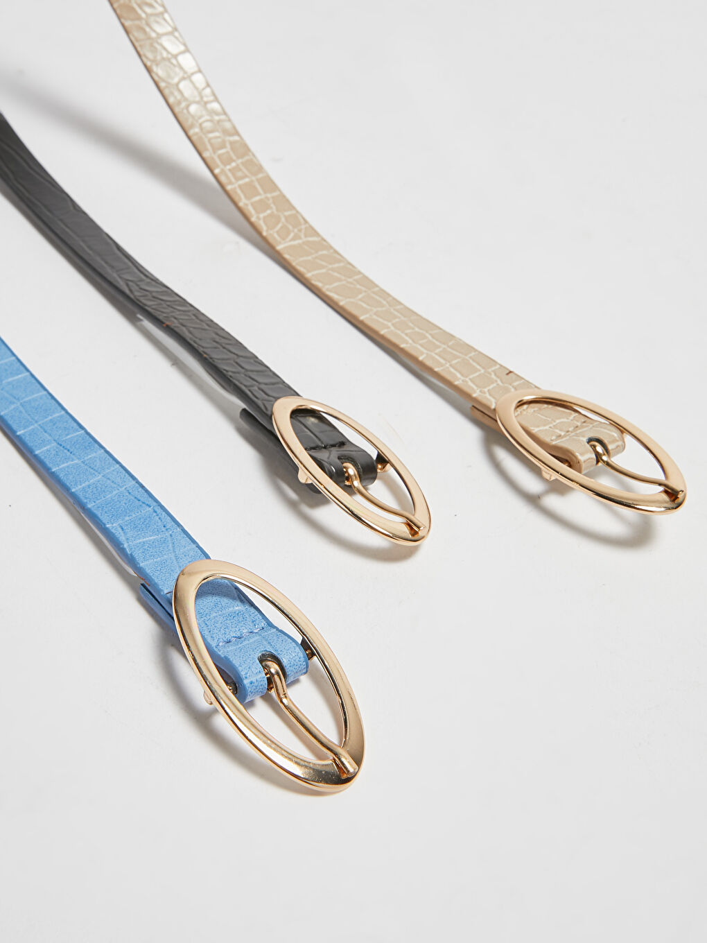 Karışık Deri Görünümlü Kadın Kemer 3'lü-1