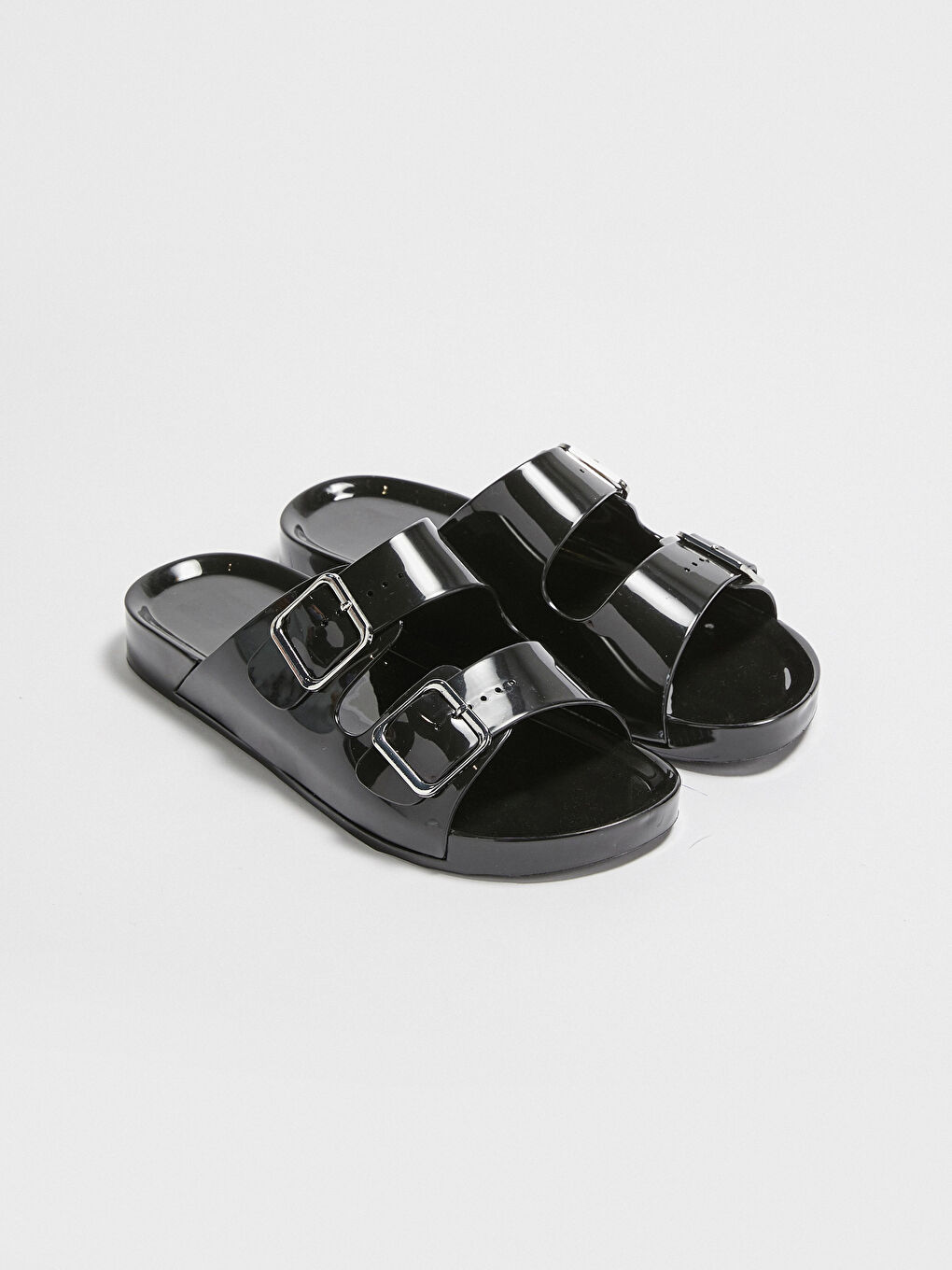 Parlak Görünümlü Çift Bantlı Kadın Plaj Terliği