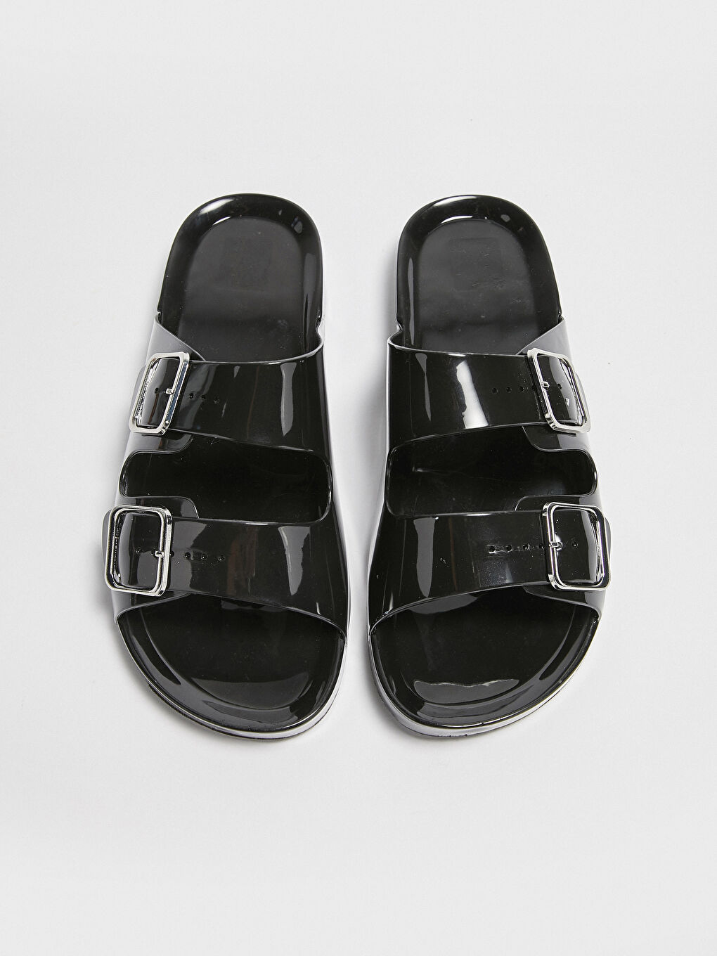 Parlak Görünümlü Çift Bantlı Kadın Plaj Terliği-1