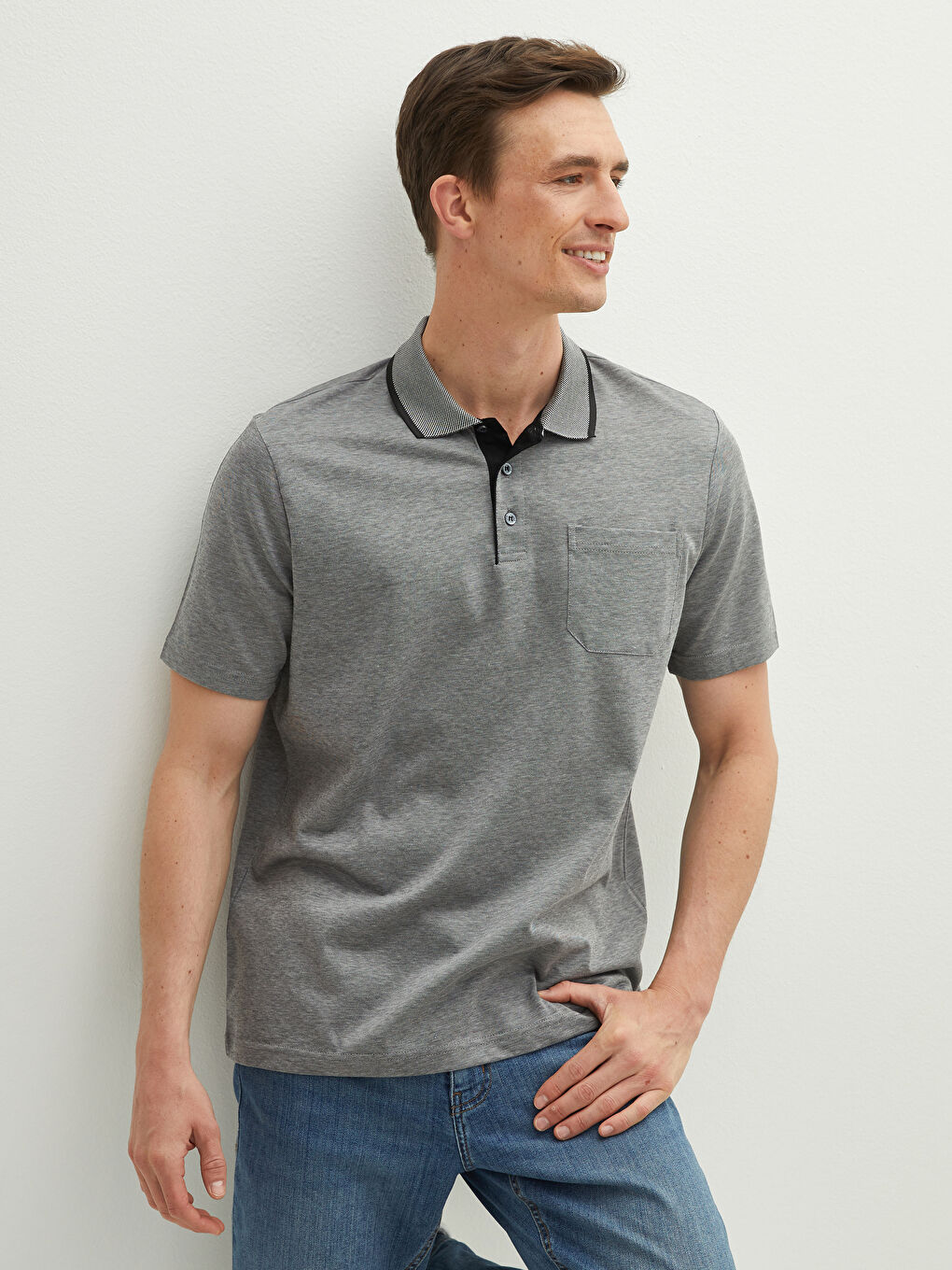 Mercerizovana majica sa rolkom, kratkim rukavima, šarena, za muškarce-1