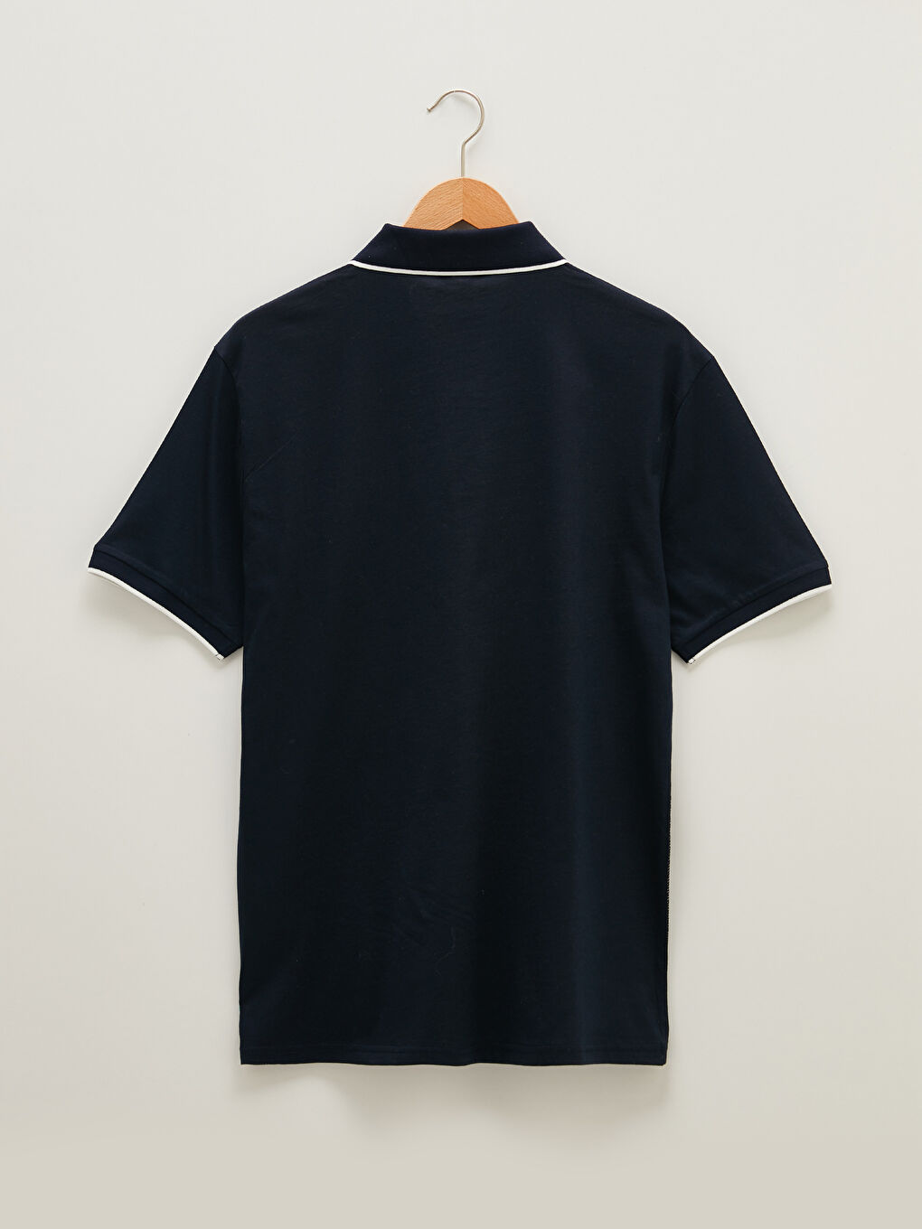 Lacivert Merserize Polo Yaka Kısa Kollu Desenli Erkek Tişört-6