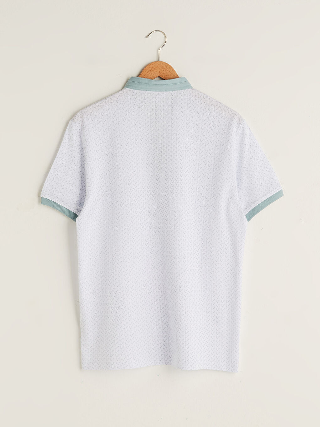Yeşil Hakim Yaka Kısa Kollu Desenli Erkek Tişört-6