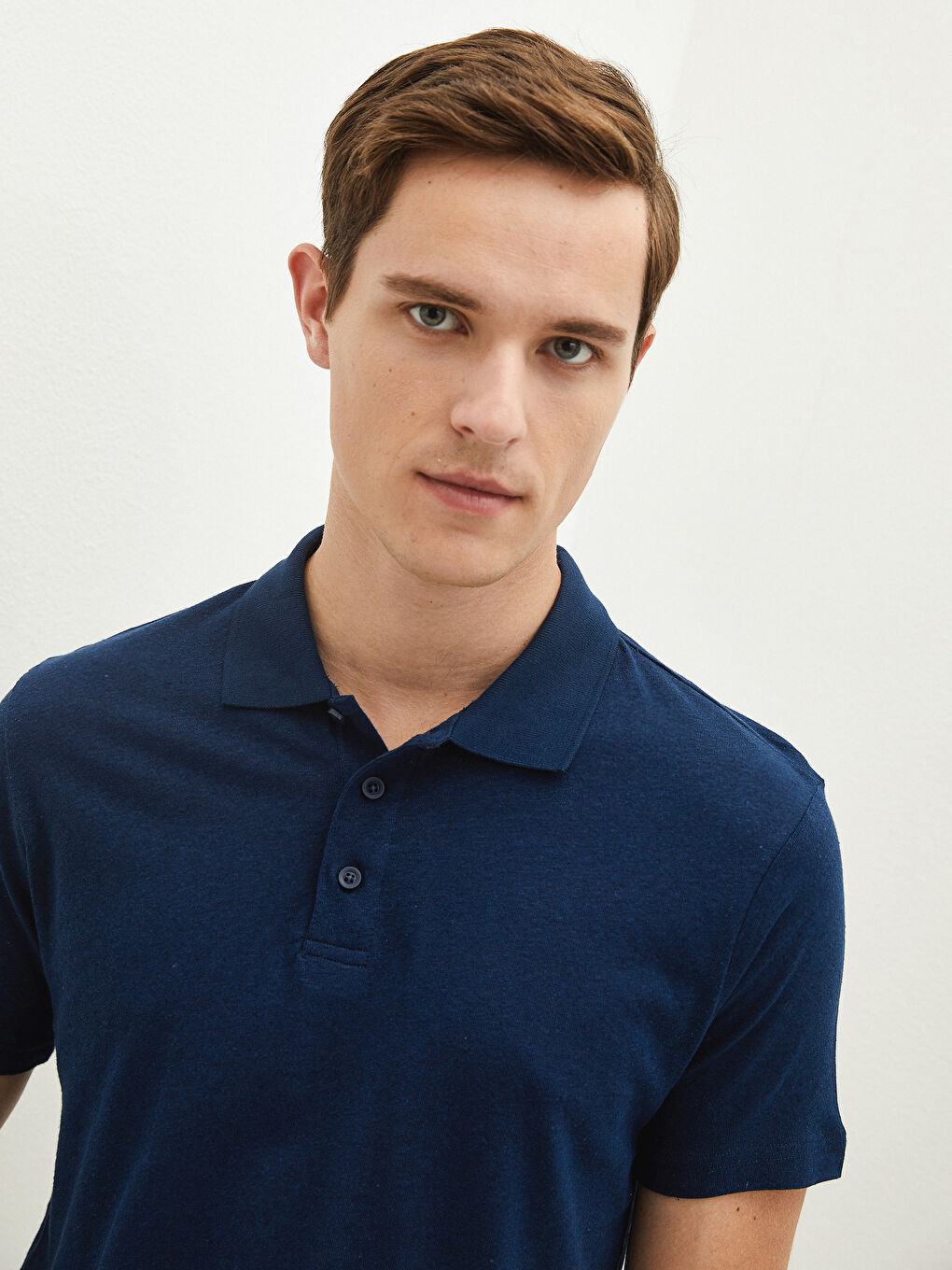 SOUTHBLUE Polo Neck Short Sleeve Linen Men's T-Shirt -S1FB61Z8-CS0