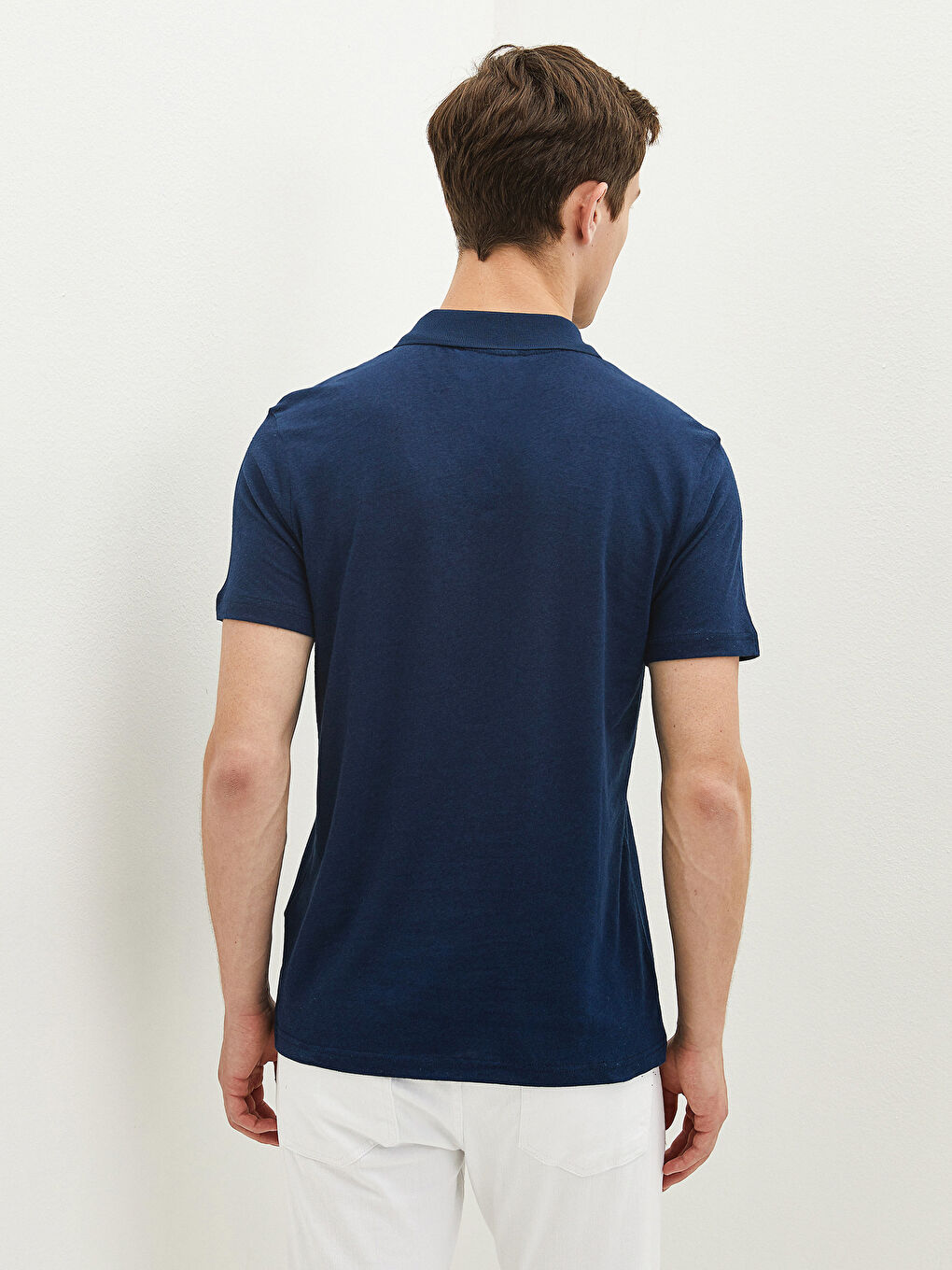 SOUTHBLUE Polo Neck Short Sleeve Linen Men's T-Shirt -S1FB61Z8-CS0