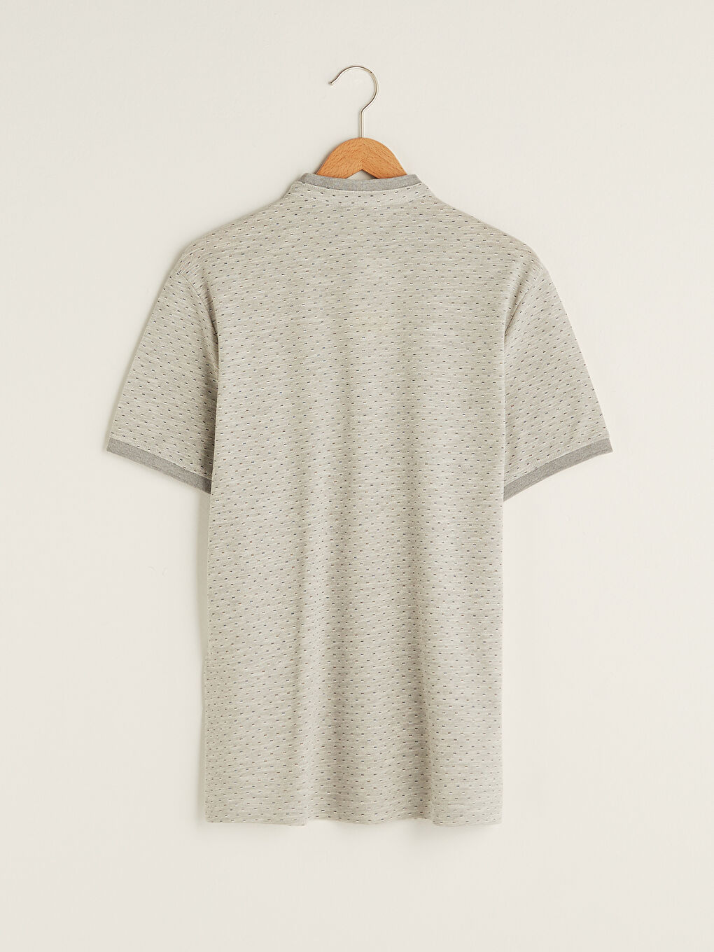 Gri Hakim Yaka Kısa Kollu Desenli Erkek Tişört-6