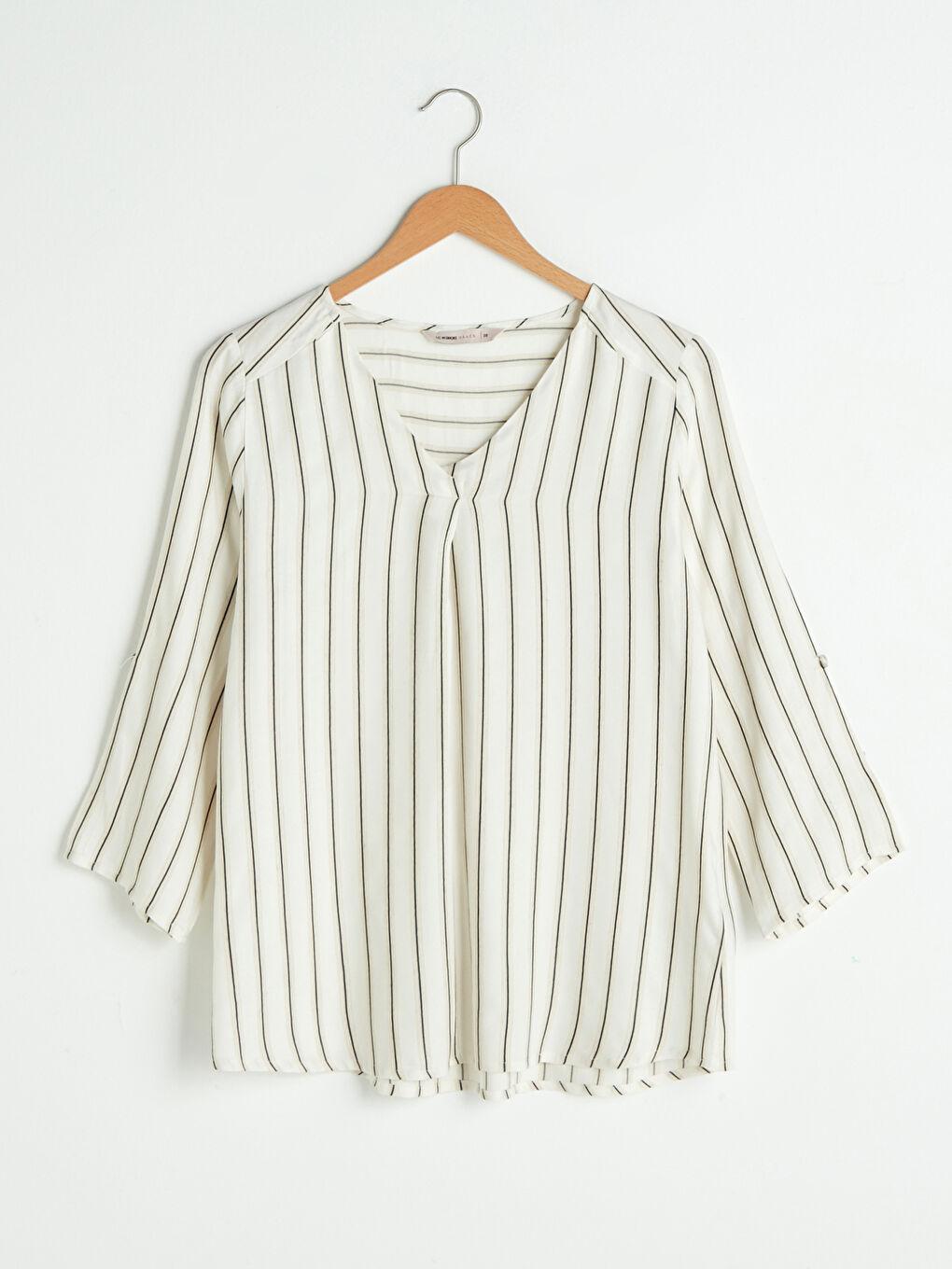 V Neck Striped Dobby Woman Blouse-5