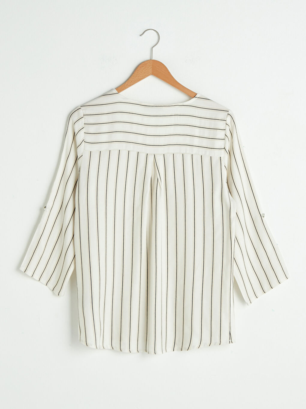 V Neck Striped Dobby Woman Blouse-6