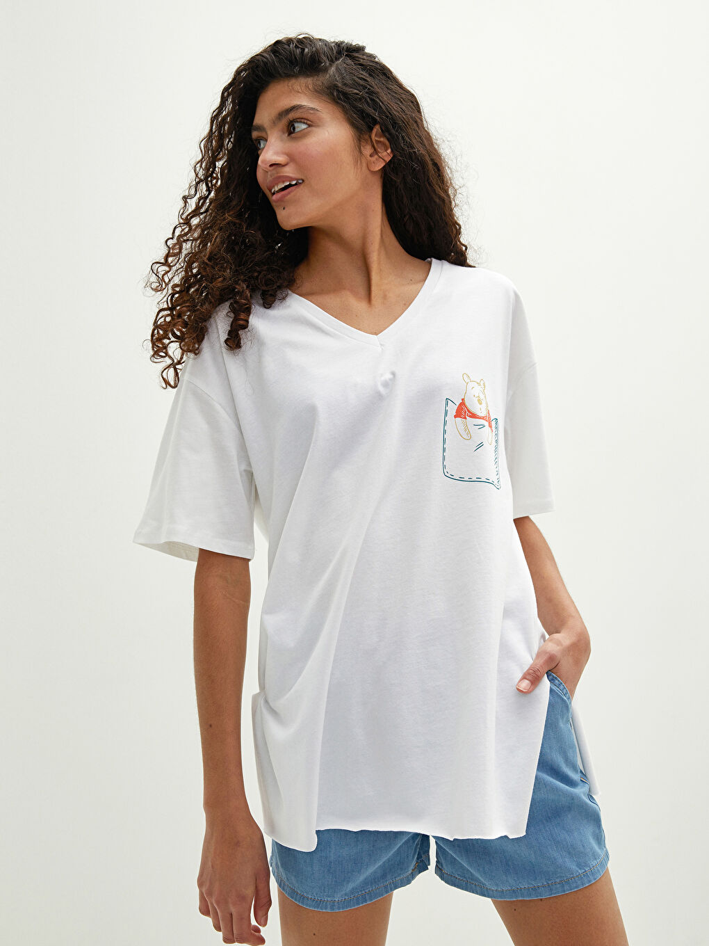 Elastic Waist Straight Pocket Detailed Rodeo Jean Shorts For Women-1