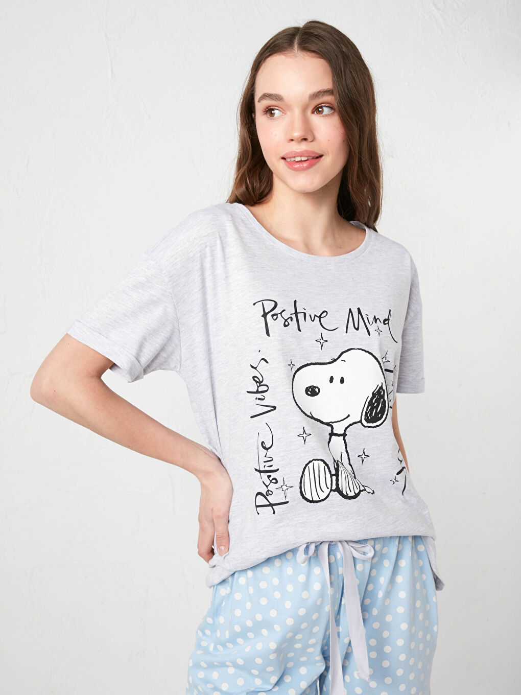 Crew Neck Snoopy Printed Short Sleeve Women's Pyjamas Set-4