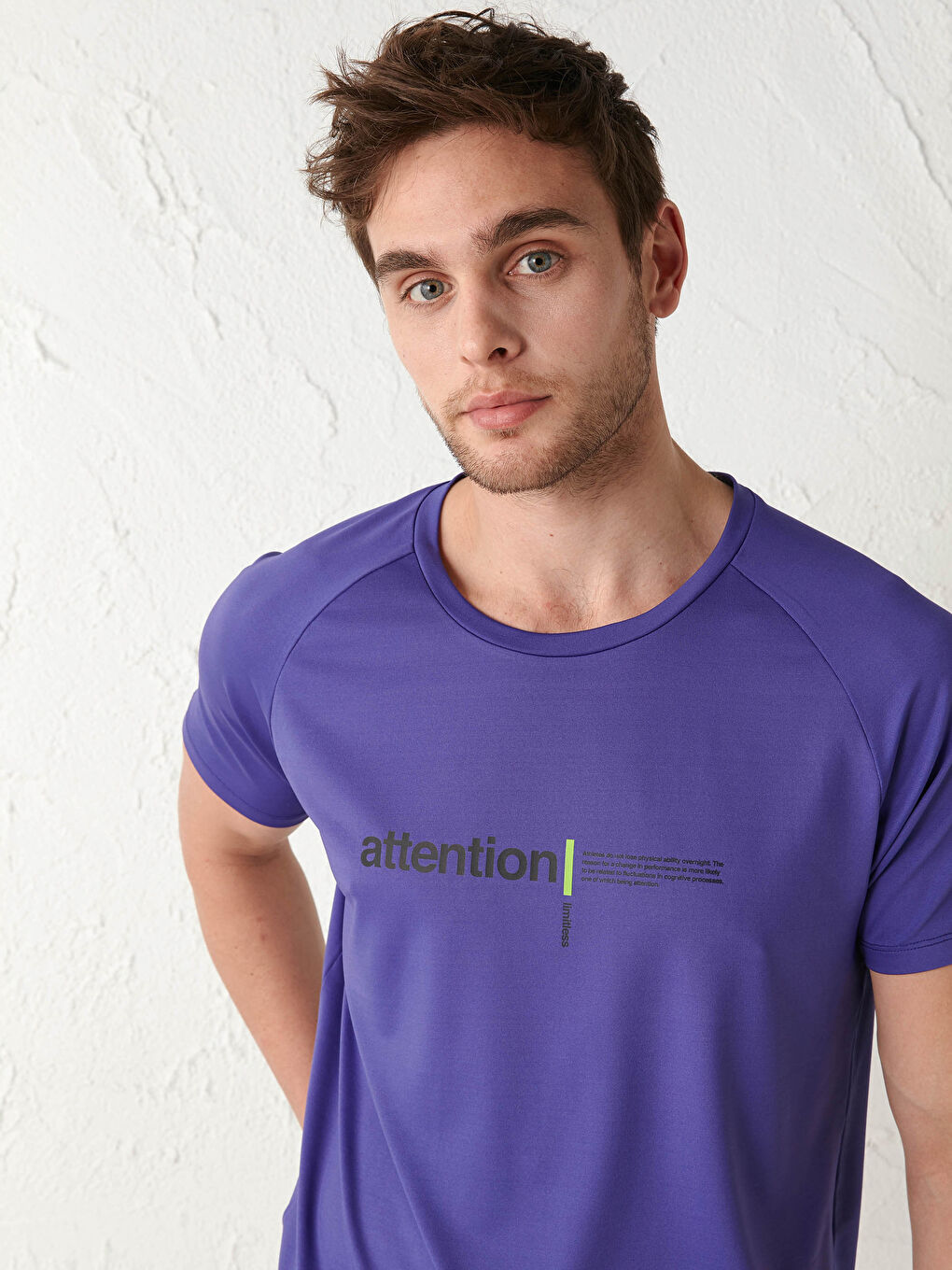 Mor Bisiklet Yaka Kısa Kollu Aktif Spor Erkek Tişört-1
