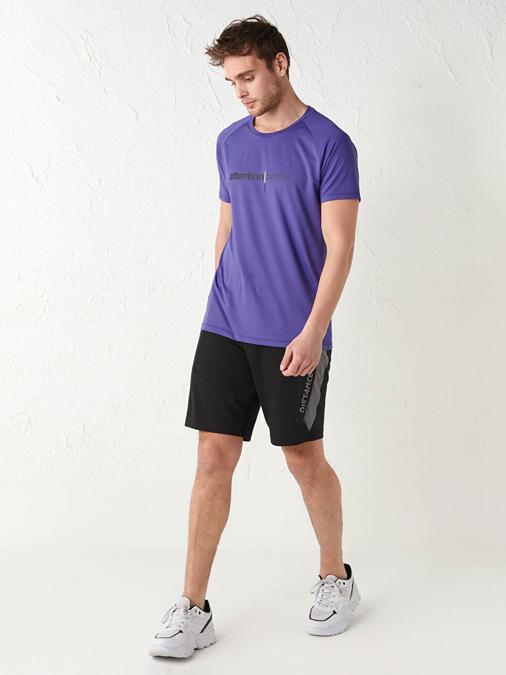 Mor Bisiklet Yaka Kısa Kollu Aktif Spor Erkek Tişört-2