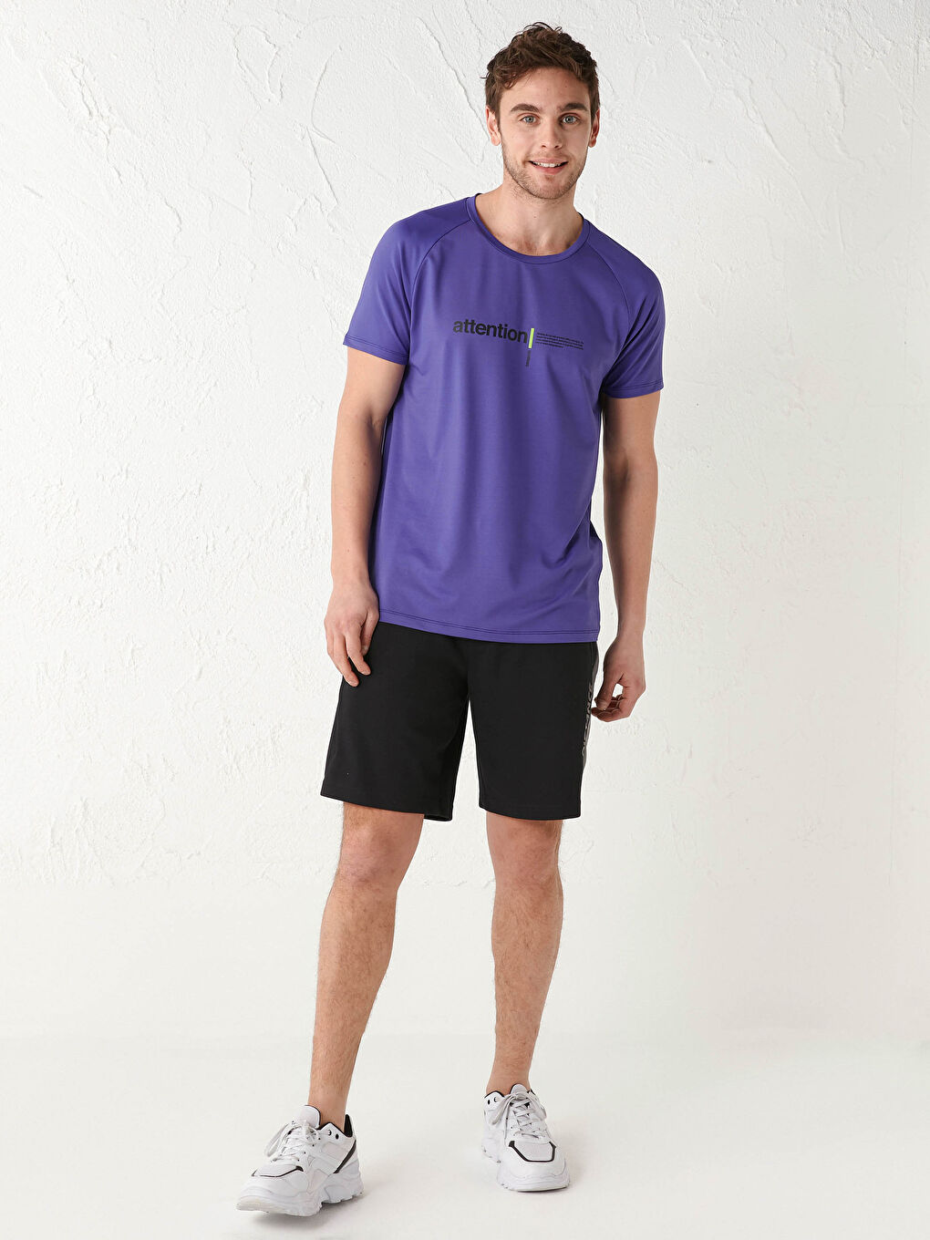 Mor Bisiklet Yaka Kısa Kollu Aktif Spor Erkek Tişört-3
