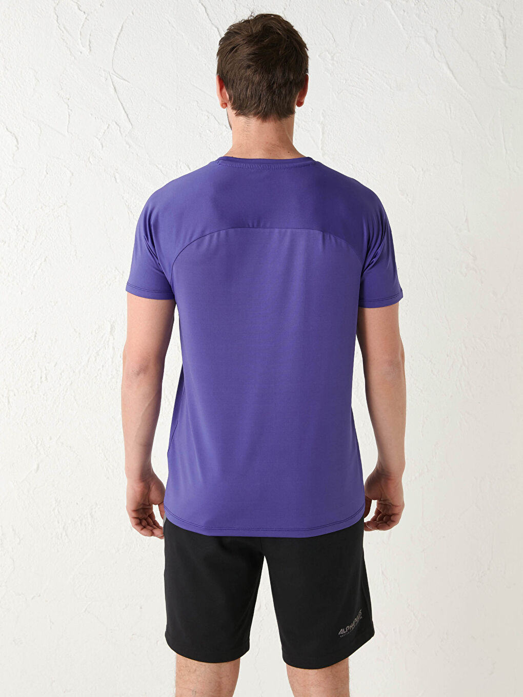 Mor Bisiklet Yaka Kısa Kollu Aktif Spor Erkek Tişört-4