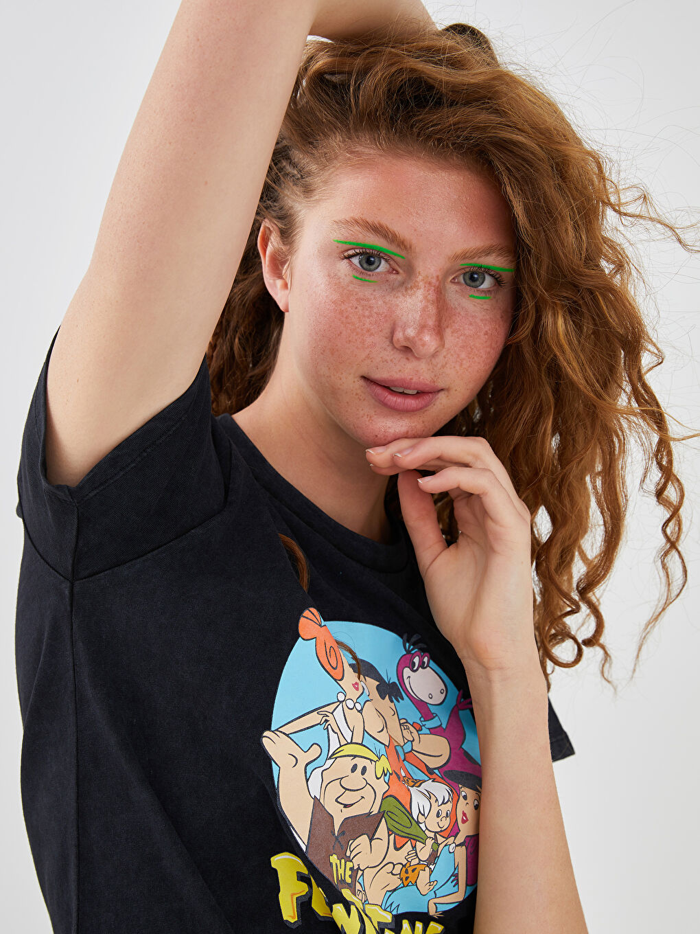 XSIDE Crew Neck Flintstones Printed Short Sleeve Cotton Women's T-Shirt -S1FD94Z8-QFF