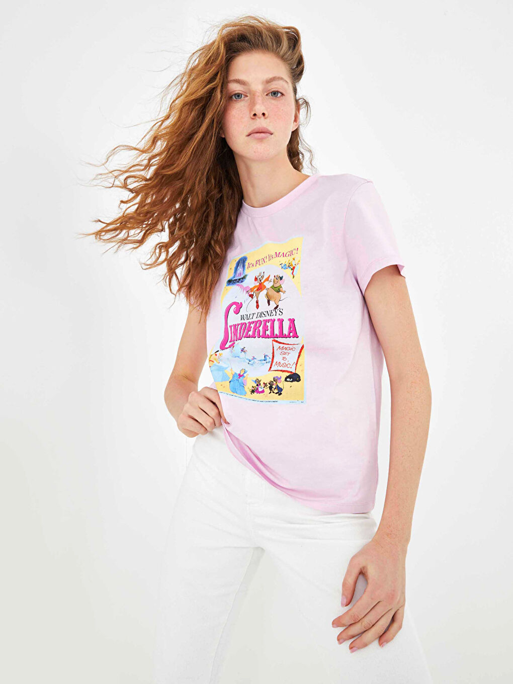 XSIDE Crew Neck Cinderella Printed Short Sleeve Cotton Women's T-Shirt -S1FD97Z8-QXB