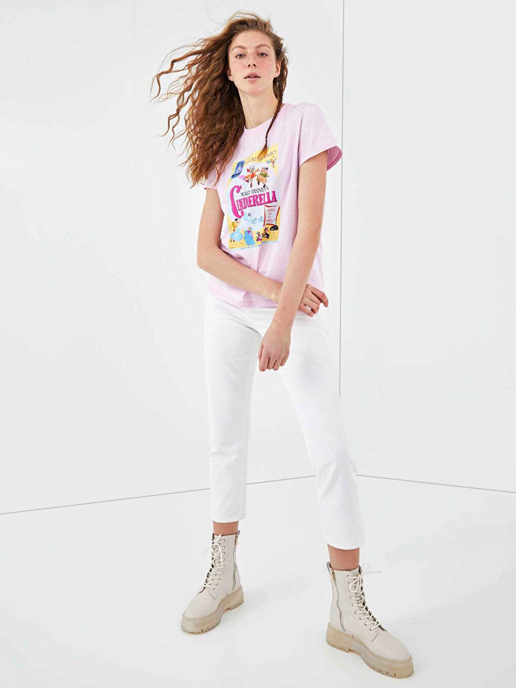 XSIDE Crew Neck Cinderella Printed Short Sleeve Cotton Women's T-Shirt -S1FD97Z8-QXB