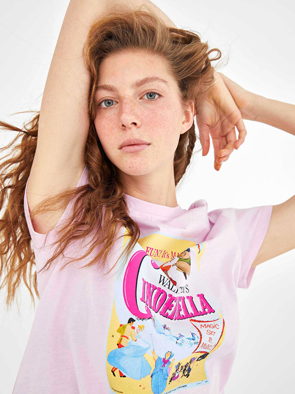 XSIDE Crew Neck Cinderella Printed Short Sleeve Cotton Women's T-Shirt -S1FD97Z8-QXB