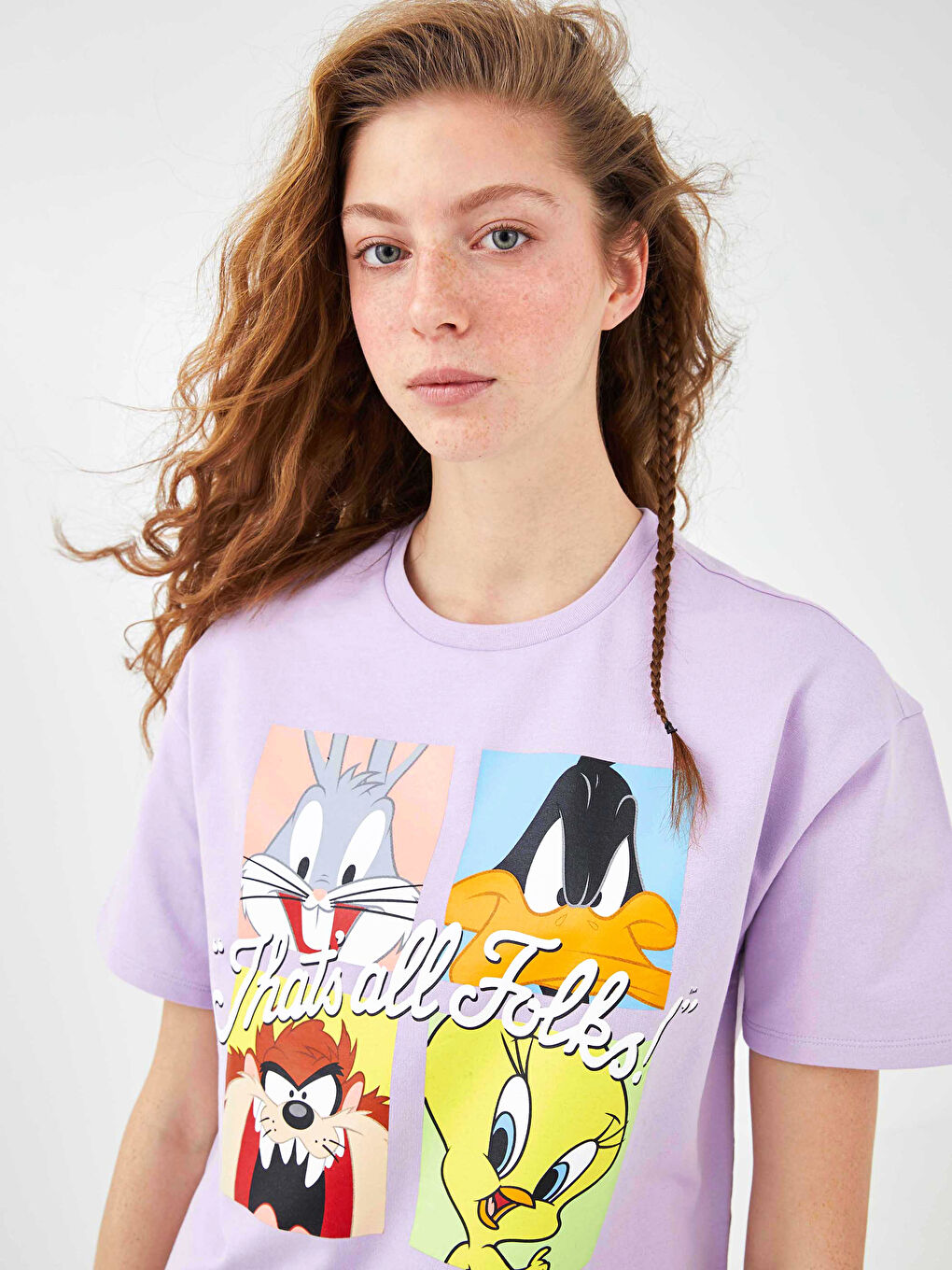 XSIDE Crew Neck Bugs Bunny Printed Short Sleeve Women's Dress -S1FE03Z8-G3W