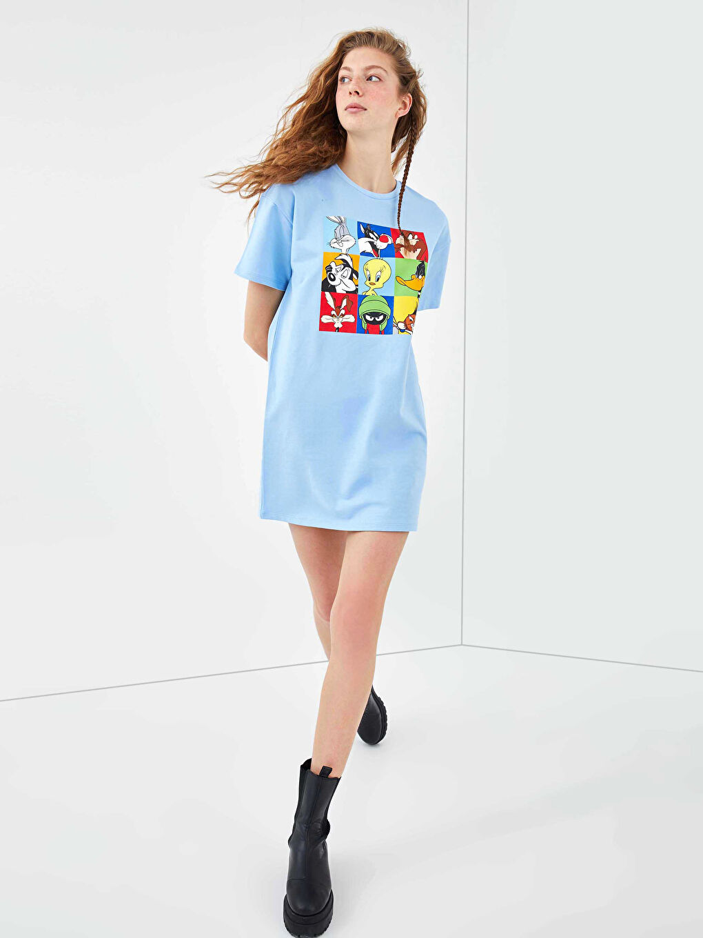 XSIDE Robe pour Femmes à Col Rond Imprimée Tweety à Manches Courtes -S1FE04Z8-FFS