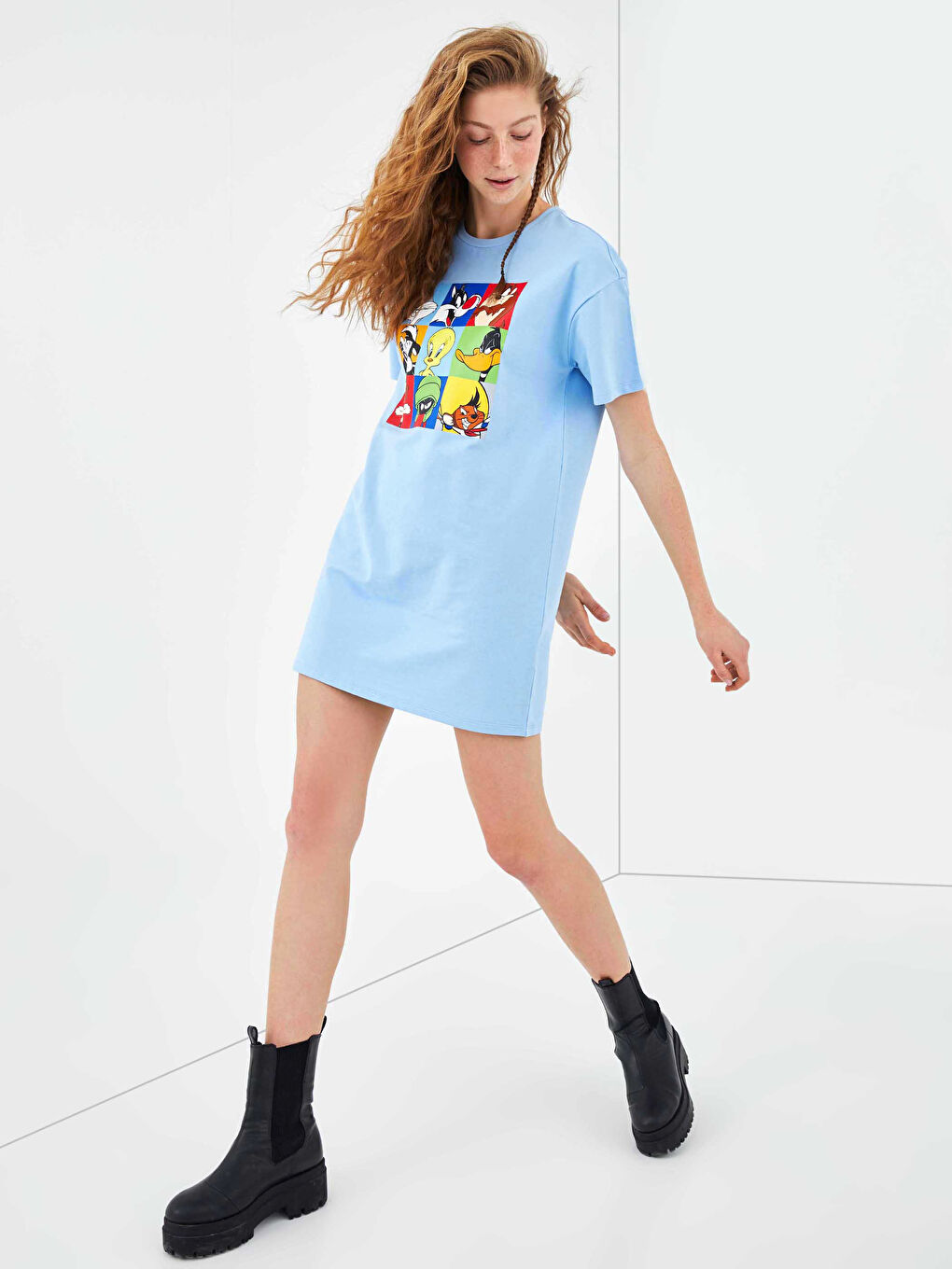 XSIDE Robe pour Femmes à Col Rond Imprimée Tweety à Manches Courtes -S1FE04Z8-FFS