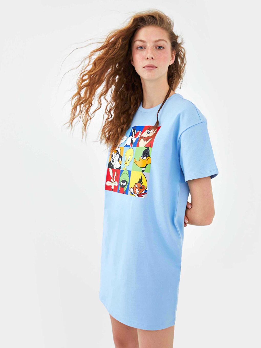 XSIDE Robe pour Femmes à Col Rond Imprimée Tweety à Manches Courtes -S1FE04Z8-FFS