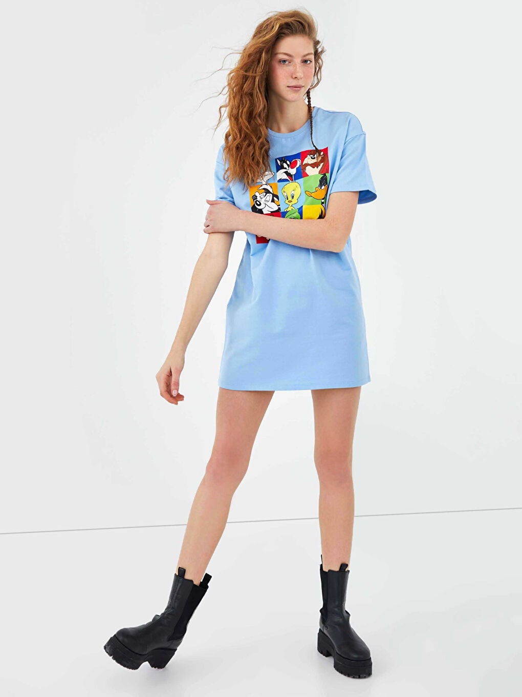 XSIDE Robe pour Femmes à Col Rond Imprimée Tweety à Manches Courtes -S1FE04Z8-FFS