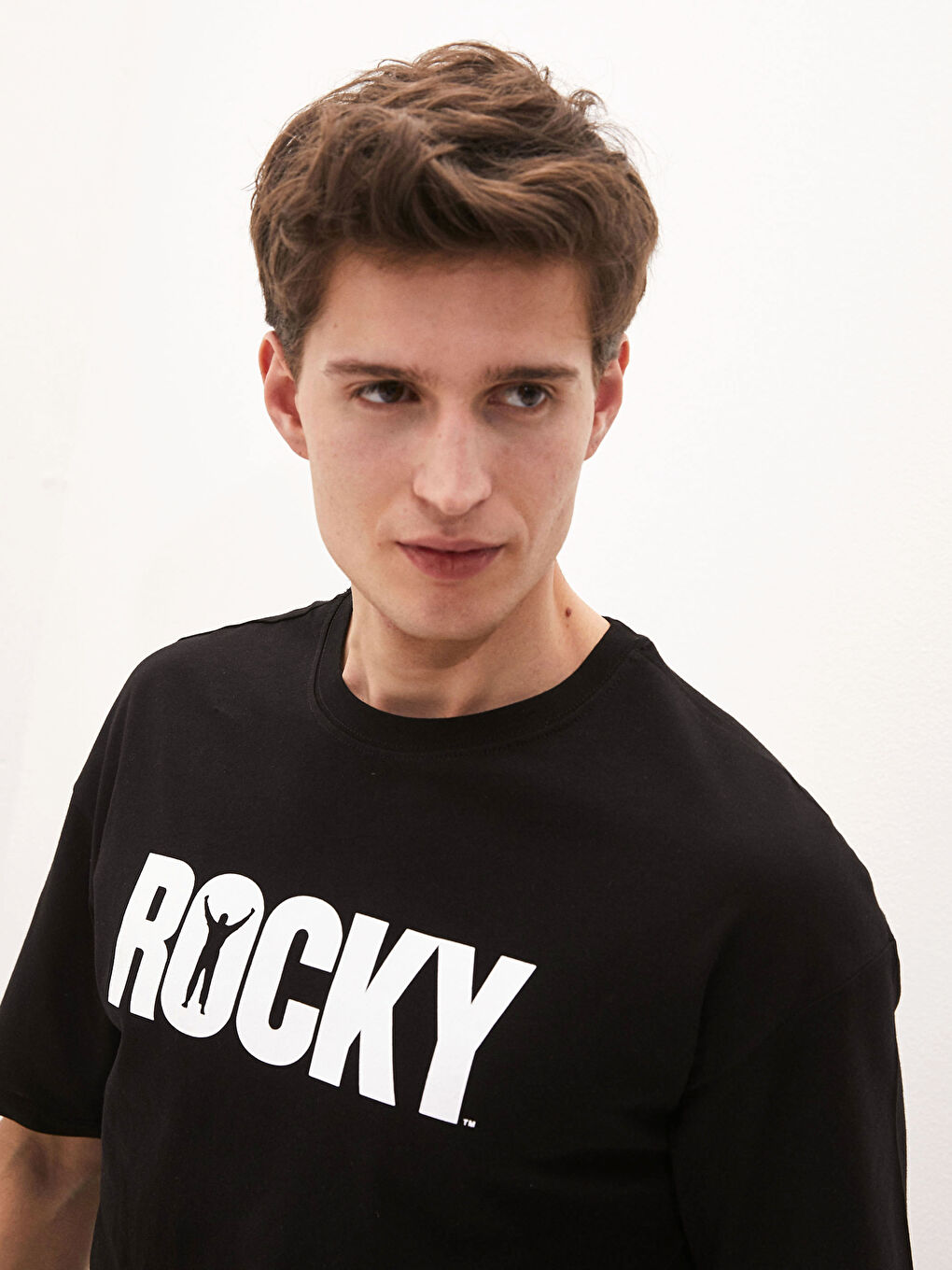 Crew Neck Short Sleeved Rocky Printed Combed Men's T-Shirt-2