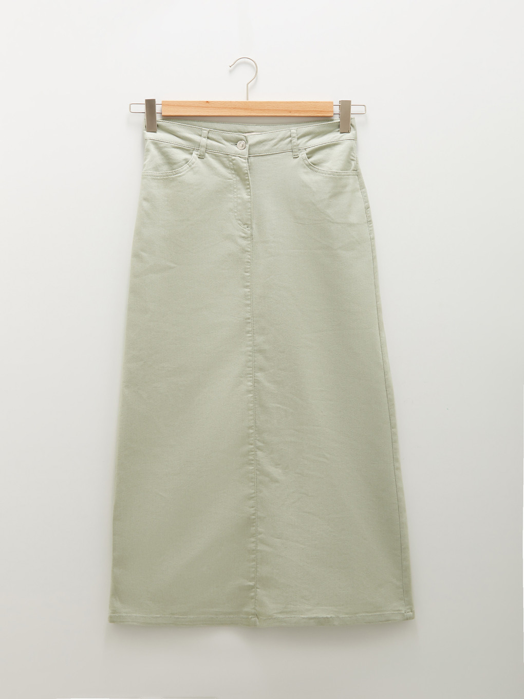 Yeşil Cep Detaylı Gabardin Kumaş Kadın Etek-4