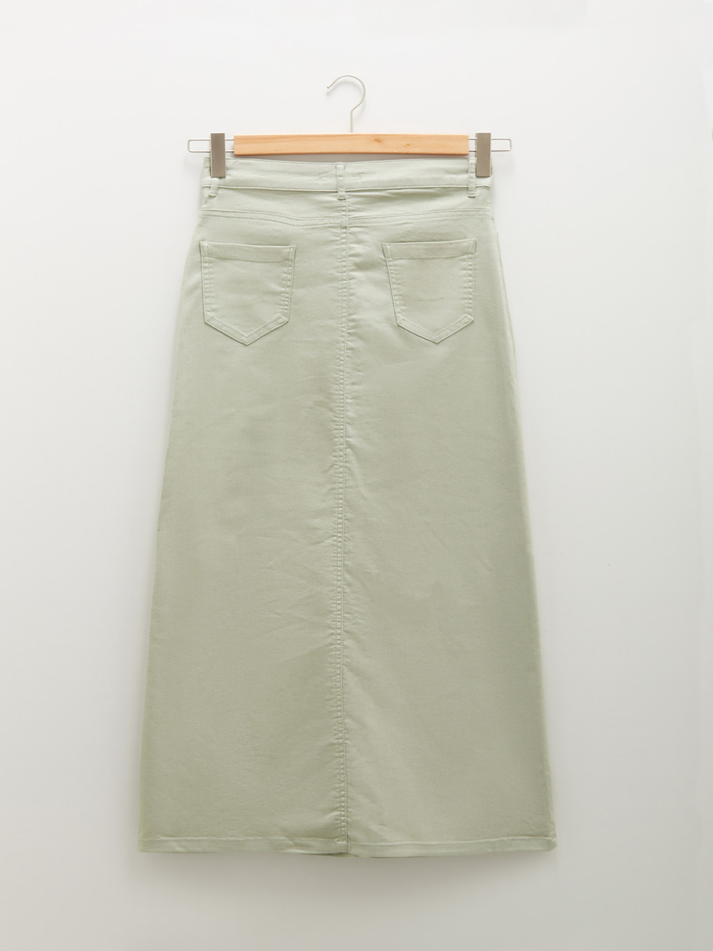 Yeşil Cep Detaylı Gabardin Kumaş Kadın Etek-5