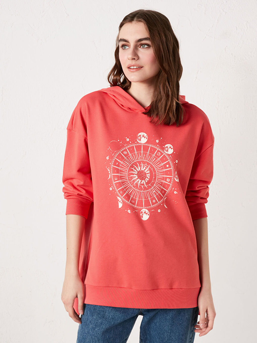 Hooded Printed Long Sleeve Women's Sweatshirt-1