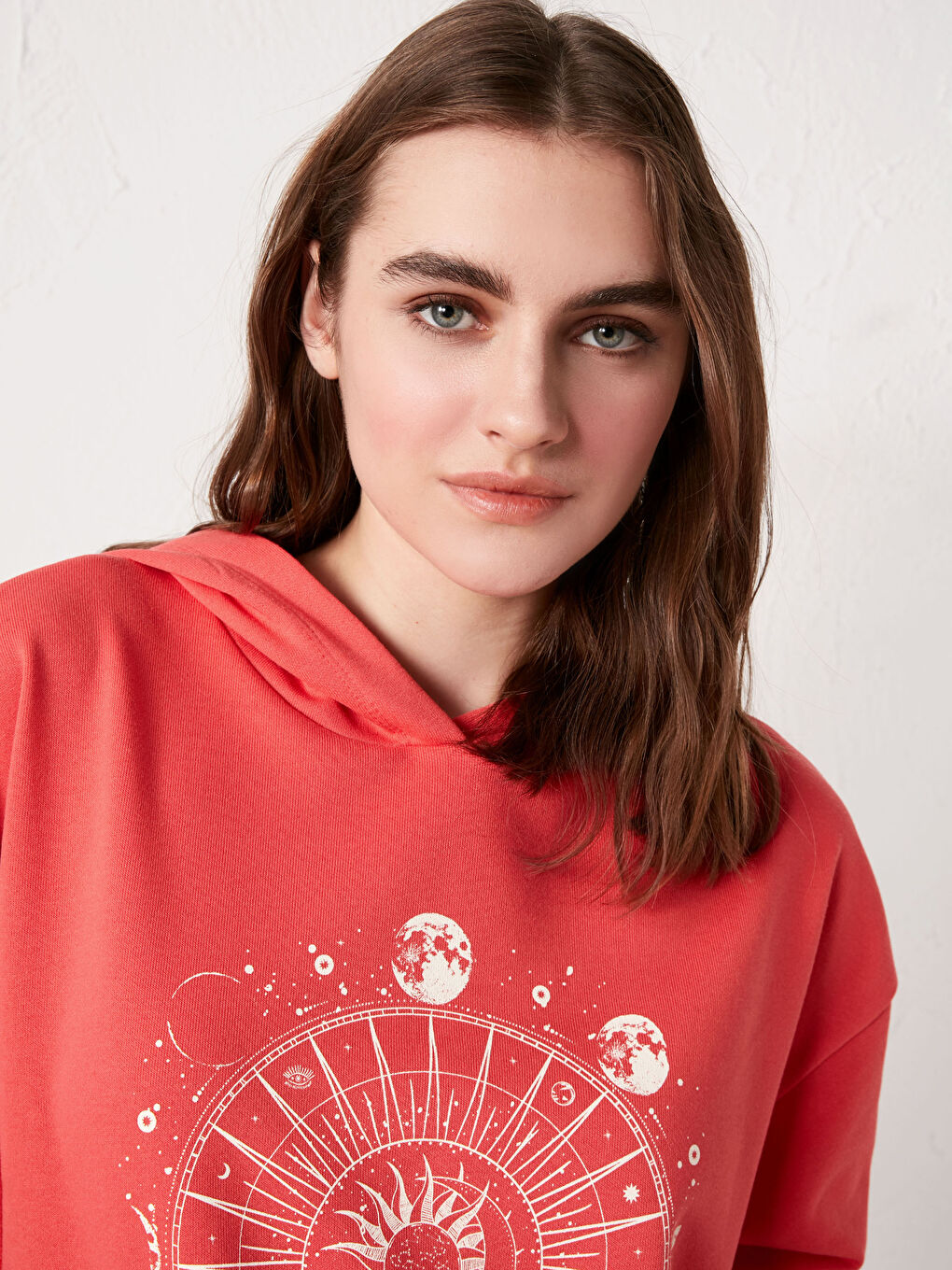 Hooded Printed Long Sleeve Women's Sweatshirt-3