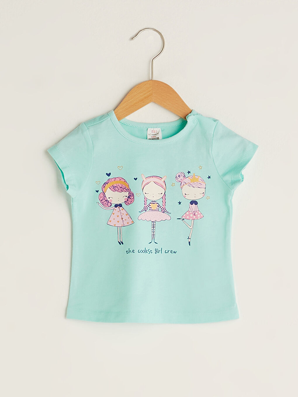 Crew Neck Short Sleeve Printed Cotton Baby Girl T-Shirt
