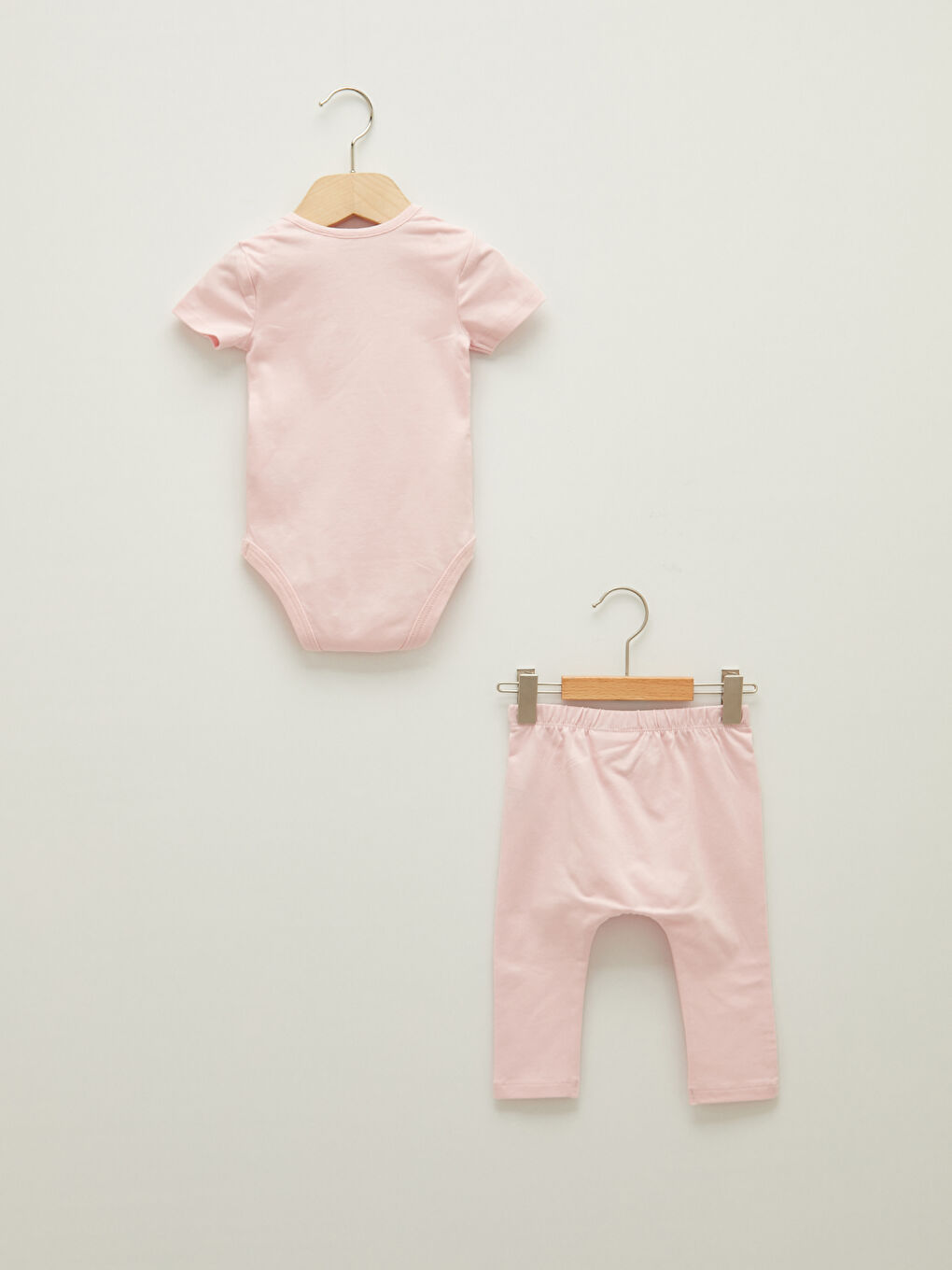 Pembe Bisiklet Yaka Kısa Kollu Deniz Kızı Baskılı Kız Bebek Çıtçıtlı Body Pantolon ve Saç Bandı 3'lü Takım-1