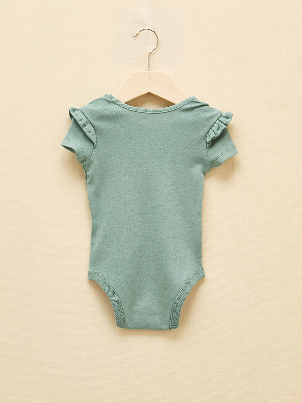 Yeşil Bisiklet Yaka Kısa Kollu Basic Unisex Bebek Çıtçıtlı Body 2'li-2