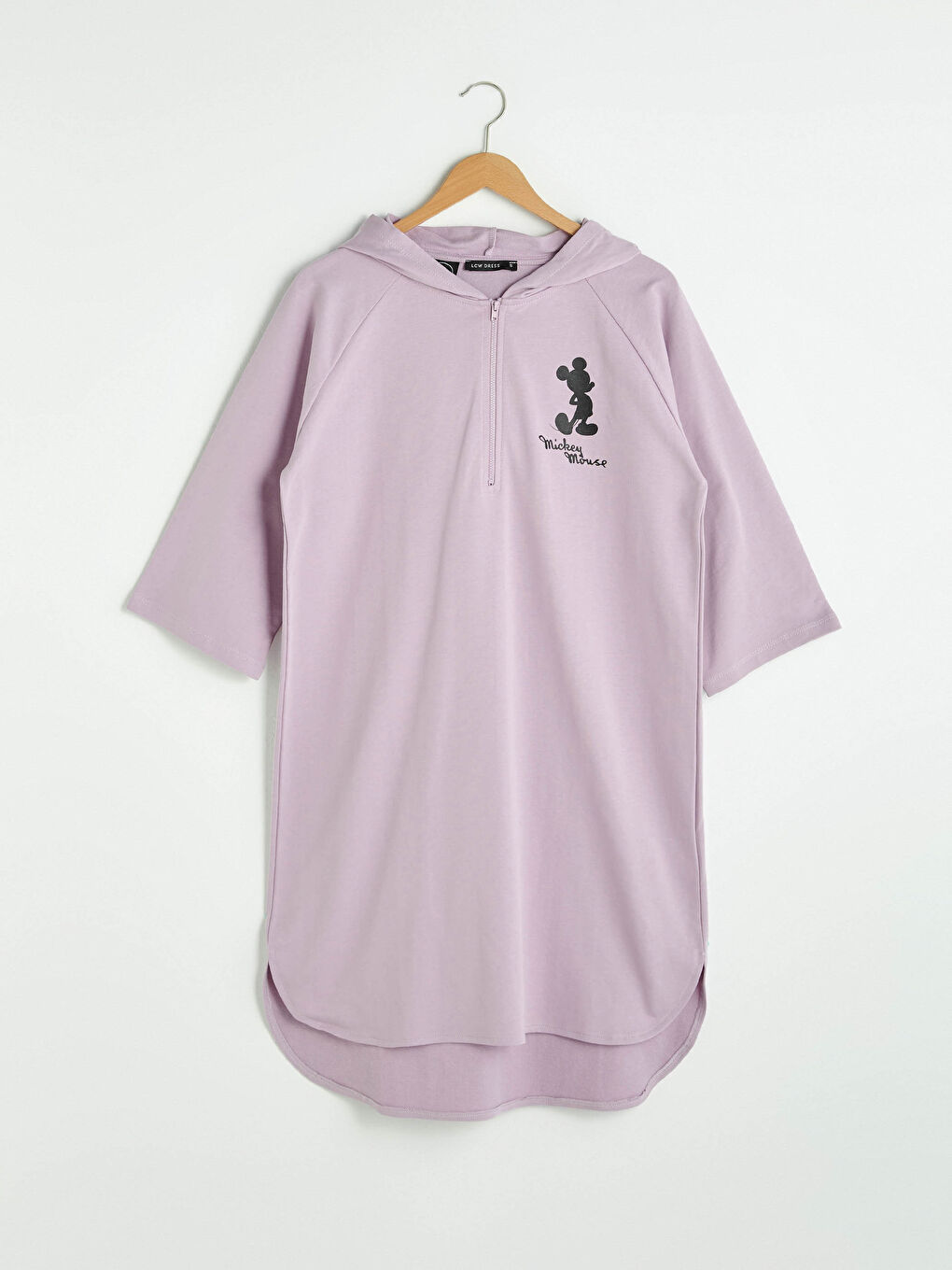 Lila Kapüşonlu Kısa Kollu Kadın Elbise-5