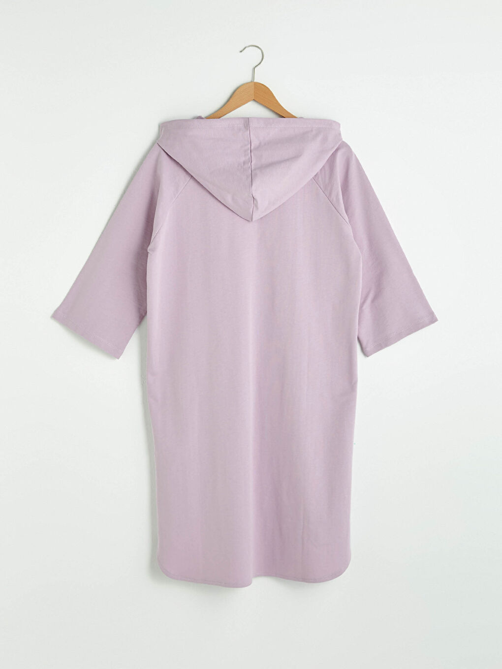 Lila Kapüşonlu Kısa Kollu Kadın Elbise-6