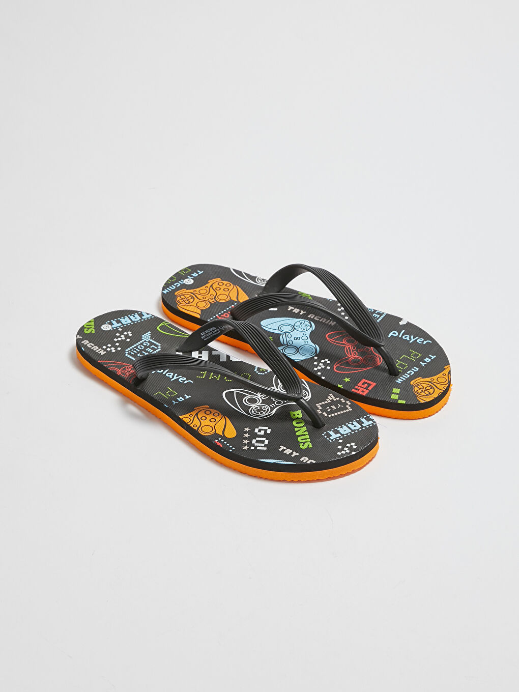 Siyah Baskılı Parmak Arası Erkek Plaj Terliği