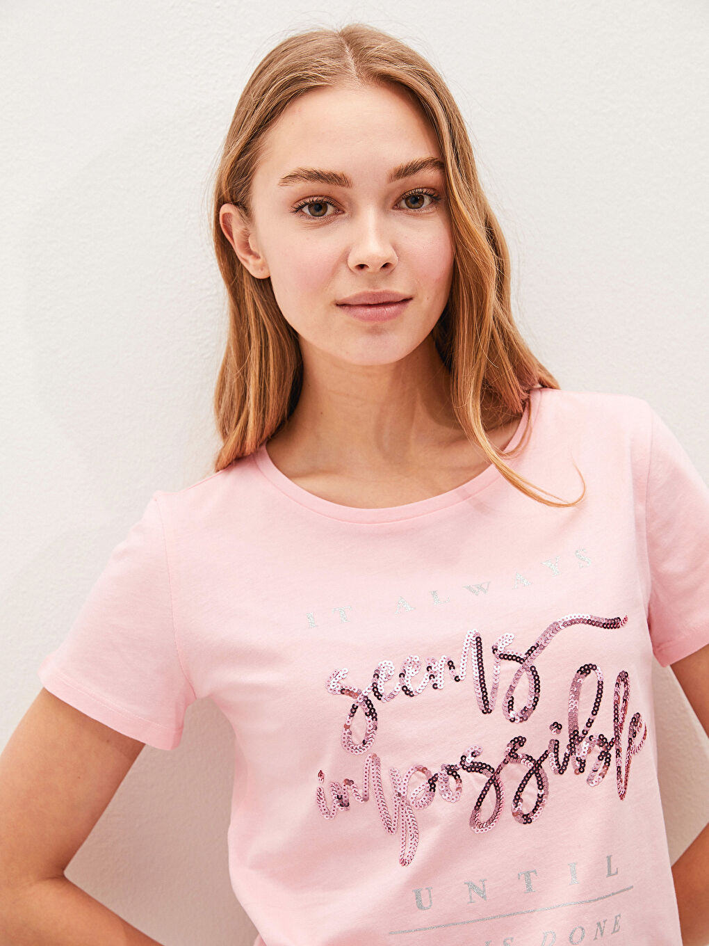 Футболка с круглым вырезом, с принтом, с коротким рукавом, из хлопка, для женщин-2