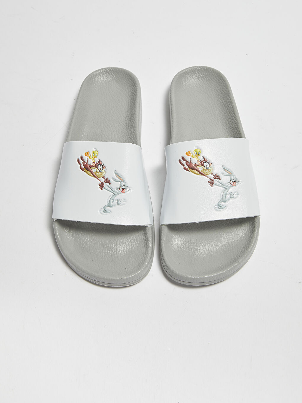 Gri Deri Görünümlü Looney Tunes Lisanslı Kadın Terlik-5