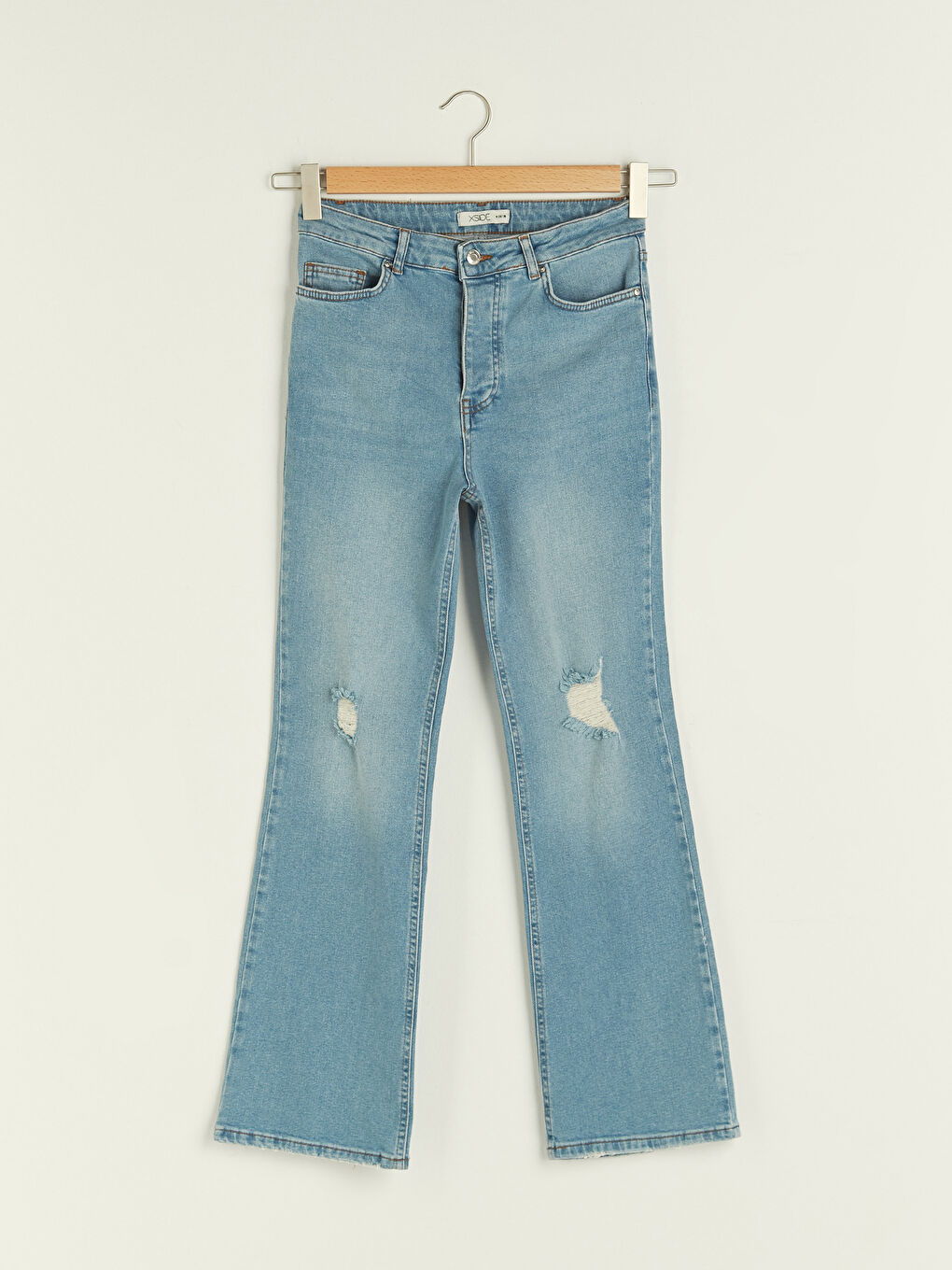 Mavi Yüksek Bel Wideleg Kadın Jean Pantolon-4