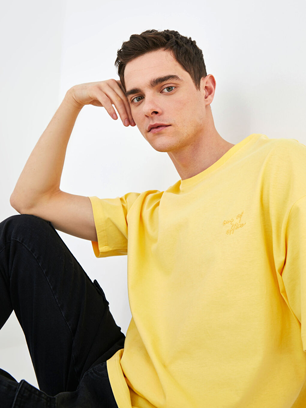 XSIDE Crew Neck Short Sleeve Patch Embroidered Combed Cotton Men's T-Shirt -S1FH03Z8-FSG