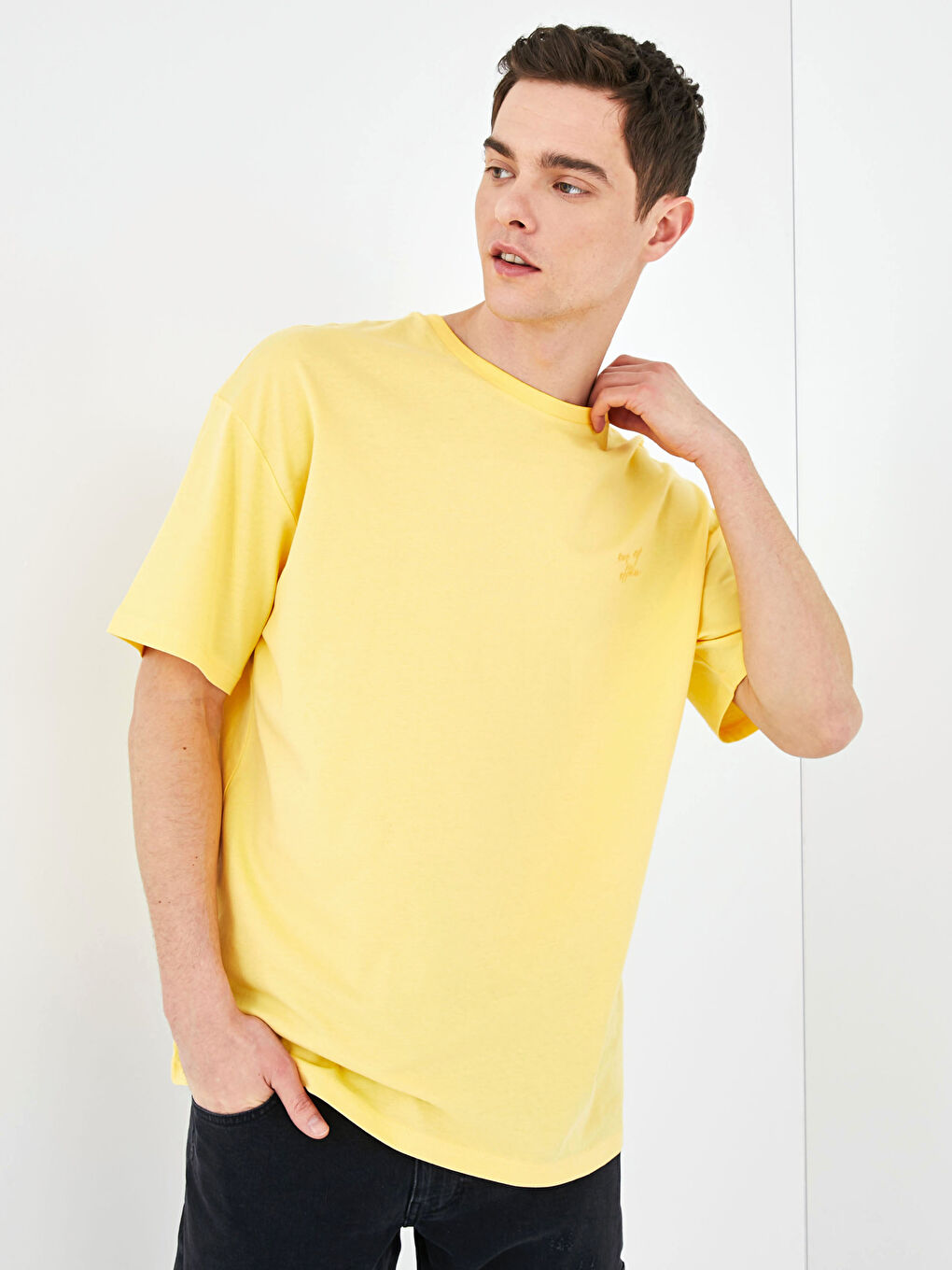 XSIDE Crew Neck Short Sleeve Patch Embroidered Combed Cotton Men's T-Shirt -S1FH03Z8-FSG
